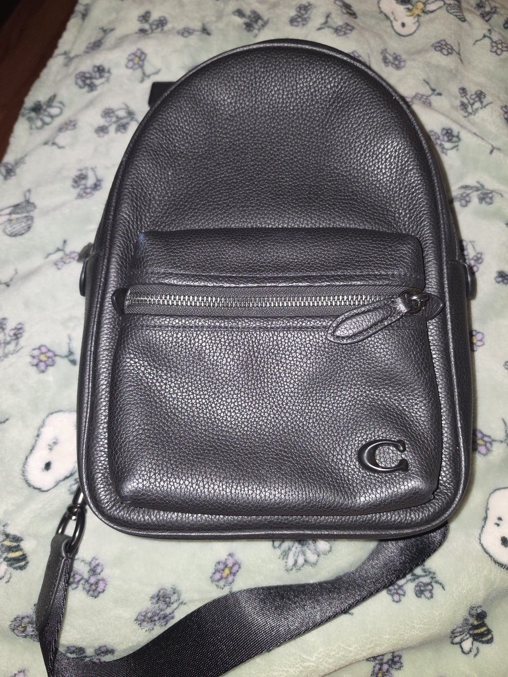 Coach Black Pebbled Leather Crossbody Sling Bag